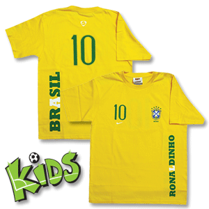 Nike 2008 Brasil Ronaldo 10 Tee - Boys- Yellow