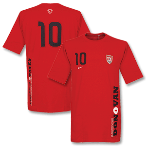 Nike 2008 USA 10 Landon Donovan Tee - Red