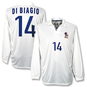 98-99 Italy Away L/S Shirt + D. Baggio No. 11 - No Swoosh - Players