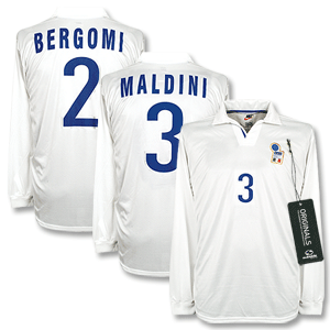 98-99 Italy Away L/S Shirt + Di Matteo No. 16 - No Swoosh - Players