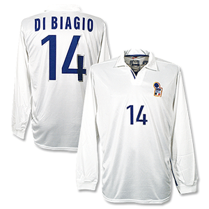 98-99 Italy Away L/S shirt + No.14 Di Biaggio - No Swoosh - Players