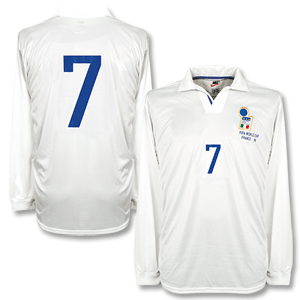 98-99 Italy Away L/S Shirt + No. 7 + FIFA 98 Emb. - No Swoosh Players