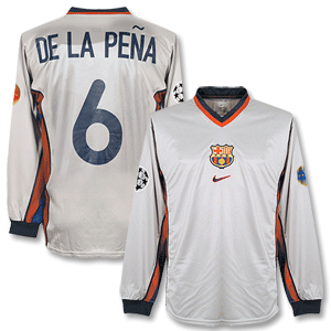 99-01 Barcelona Away C/L L/S Shirt + de la Pena No. 6 - Players
