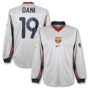 99-01 Barcelona Away L/S Shirt + Alfonso No. 7 - Players - No Patches