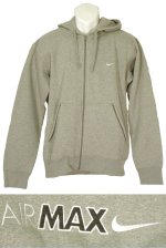 Nike Air Max Fleece Hooded Zip Top Grey Size Large