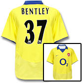 Arsenal Away Shirt 2003/04 with Bentley 37 printing.