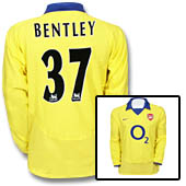 Arsenal Away Shirt Long Sleeved 2003/04 with Bentley 37 printing.