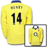 Arsenal Away Shirt Long Sleeved 2003/04 with Henry 14 printing.