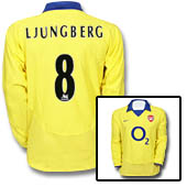 Arsenal Away Shirt Long Sleeved 2003/04 with Ljungberg 8 printing.