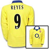 Arsenal Away Shirt Long Sleeved 2003/04 with Reyes 9 printing.