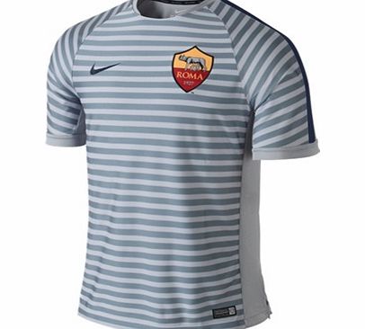 AS Roma Squad Short Sleeve Training Top Grey