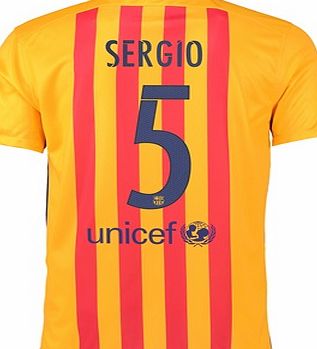 Nike Barcelona Away Shirt 2015/16 Gold with Sergio 5