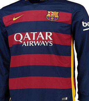 Nike Barcelona Home Shirt 2015/16 - Long Sleeve Blue
