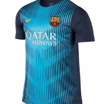 Nike Barcelona Squad Short Sleeve Pre Match Top Navy