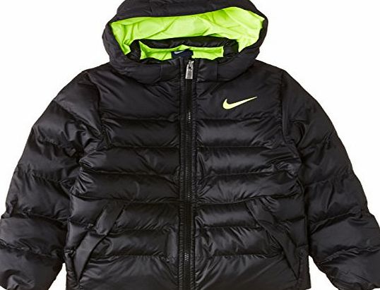 Nike Boys Alliance Insulate Hooded LK Jacket - Black/Black/Volt/Volt, Medium