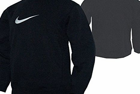 Nike Boys Fundamental Crew Sweat, Black, 471697-010 - Black/Red, 10 years