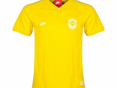 Nike Brazil Covert Y Neck Henley Top Yellow 589813-777