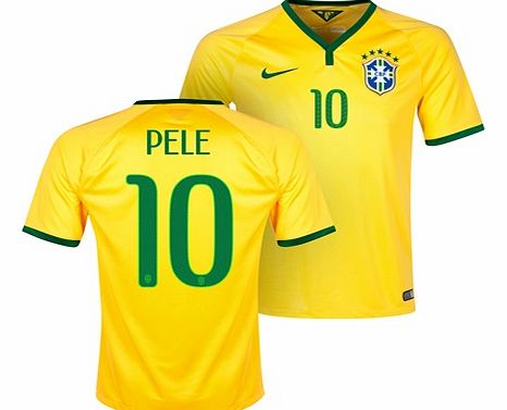 Nike Brazil Home Shirt 2013/15 Yellow with Pele 10