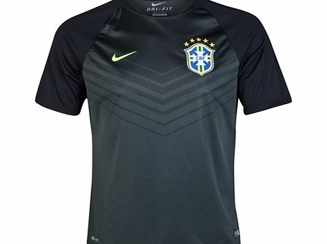 Nike Brazil Squad Short Sleeve Pre Match Top Black
