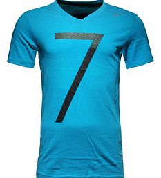 CR7 Graphic 7 Football T-Shirt Neo Turquoise