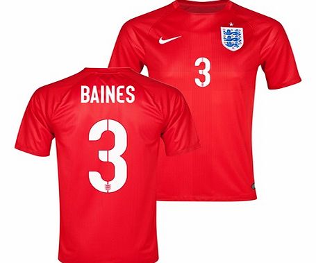 Nike England Match Away Shirt 2014 Red with Baines 3