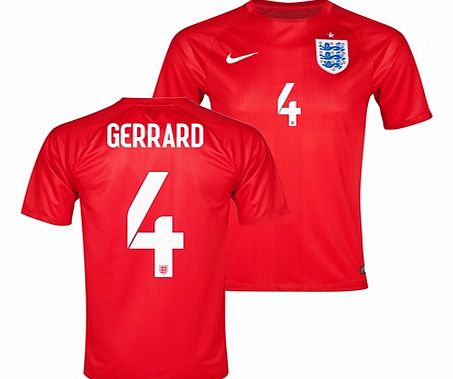 Nike England Match Away Shirt 2014 Red with Gerrard 4
