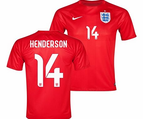 Nike England Match Away Shirt 2014 Red with Henderson