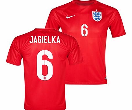 Nike England Match Away Shirt 2014 Red with Jagielka