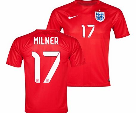 Nike England Match Away Shirt 2014 Red with Milner 17