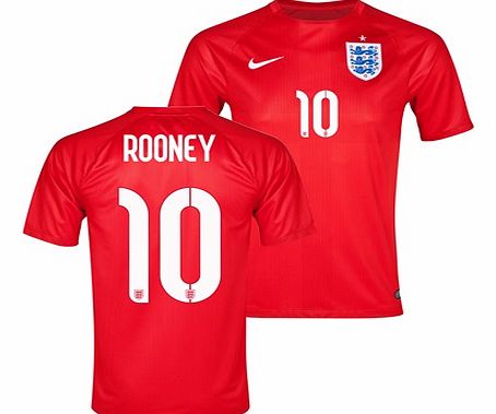 Nike England Match Away Shirt 2014 Red with Rooney 10
