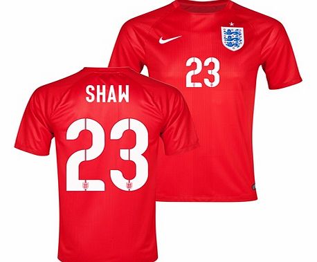 Nike England Match Away Shirt 2014 Red with Shaw 23