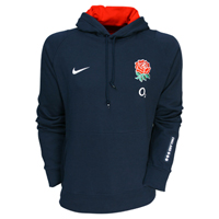 Nike England Rugby Hooded Fleece - Obsidian/White.