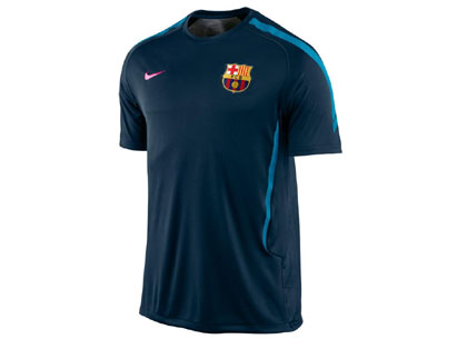Nike FC Barcelona Players Training T-Shirt Navy/ Volt