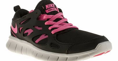 kids nike black  pink free run 2 girls youth