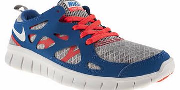 kids nike grey & navy free run 2-0 unisex