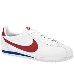 Male Classic Cortez Lea Nd Leather Upper Fashion Trainers in White and Red