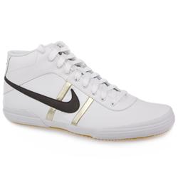 Male Finstar Mid Too Leather Upper Fashion Trainers in White and Brown