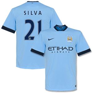 Nike Man City Home Silva No.21 Shirt 2014 2015 (PS