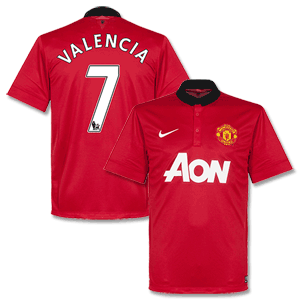 Man Utd Home Shirt 2013 2014 + Valencia 7