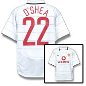 Nike Manchester United European Shirt 2003/05 with OShea 22 printing.