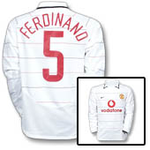 Nike Manchester United European Shirt Long Sleeve 2003/05 - with Ferdinand 5 printing.