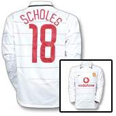 Nike Manchester United European Shirt Long Sleeve 2003/05 - with Scholes 18 printing.