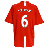 Manchester United Home Shirt 2007/09 with Brown