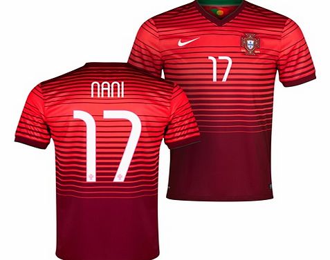 Nike Portugal Home Shirt 2013/15 Red with Nani 17