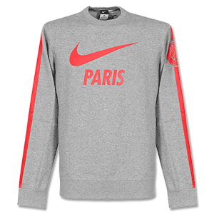 Nike PSG Grey Core Crew Sweat Top 2014 2015