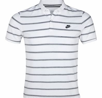 Nike Stripe Slim Collar Polo - White/Black