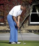 Stromberg Golf Rio Mar/3 Coral Blue/Navy Check Trouser 34` / Length: Regular 31