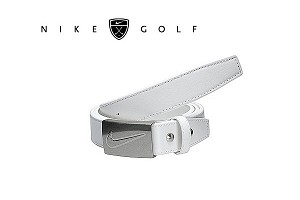 Swoosh Buckle Leather Belt