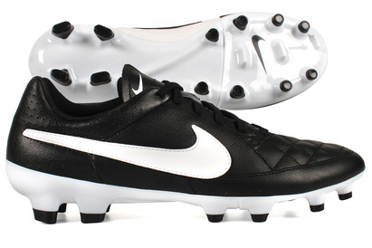 Tiempo Genio Leather FG Football Boots Black/White