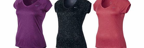 Nike Womens Printed Miler V-neck Short Sleeve